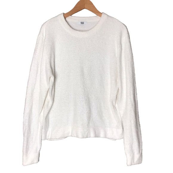 Large Winter White Knix Cozzzy Crew Top Pullover Fuzzy Shirt Lounge Plush - Picture 8 of 14